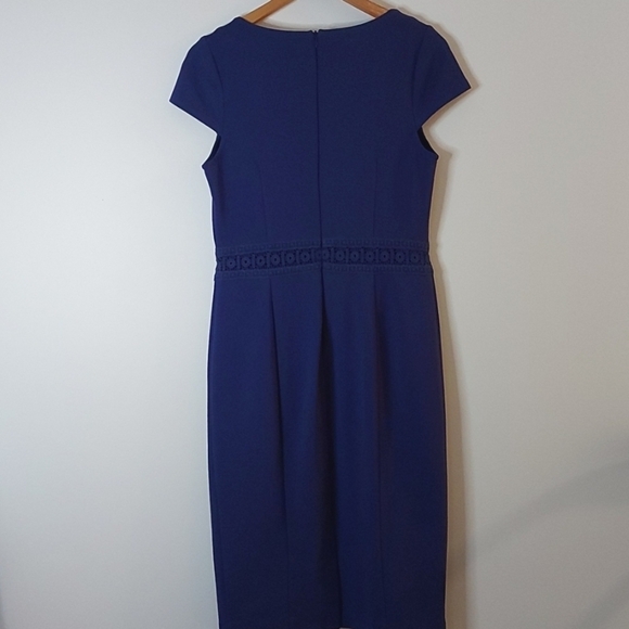 Host Pick Boden Cap Sleeve Dress with Crochet Trim Zippered Back Blue Size 8 - Picture 2 of 6